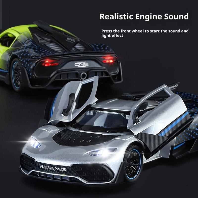 1:32 Scale Amg One Sports Car Model - Alloy Diecast Vehicle With Opening Doors Sound Light Effects Pull Back Power Kids Toy Car