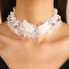 Lace Angel Wing Necklace Rhinestone Cross Lolita Necklace Black White Y2K Necklace  Vintage Punk