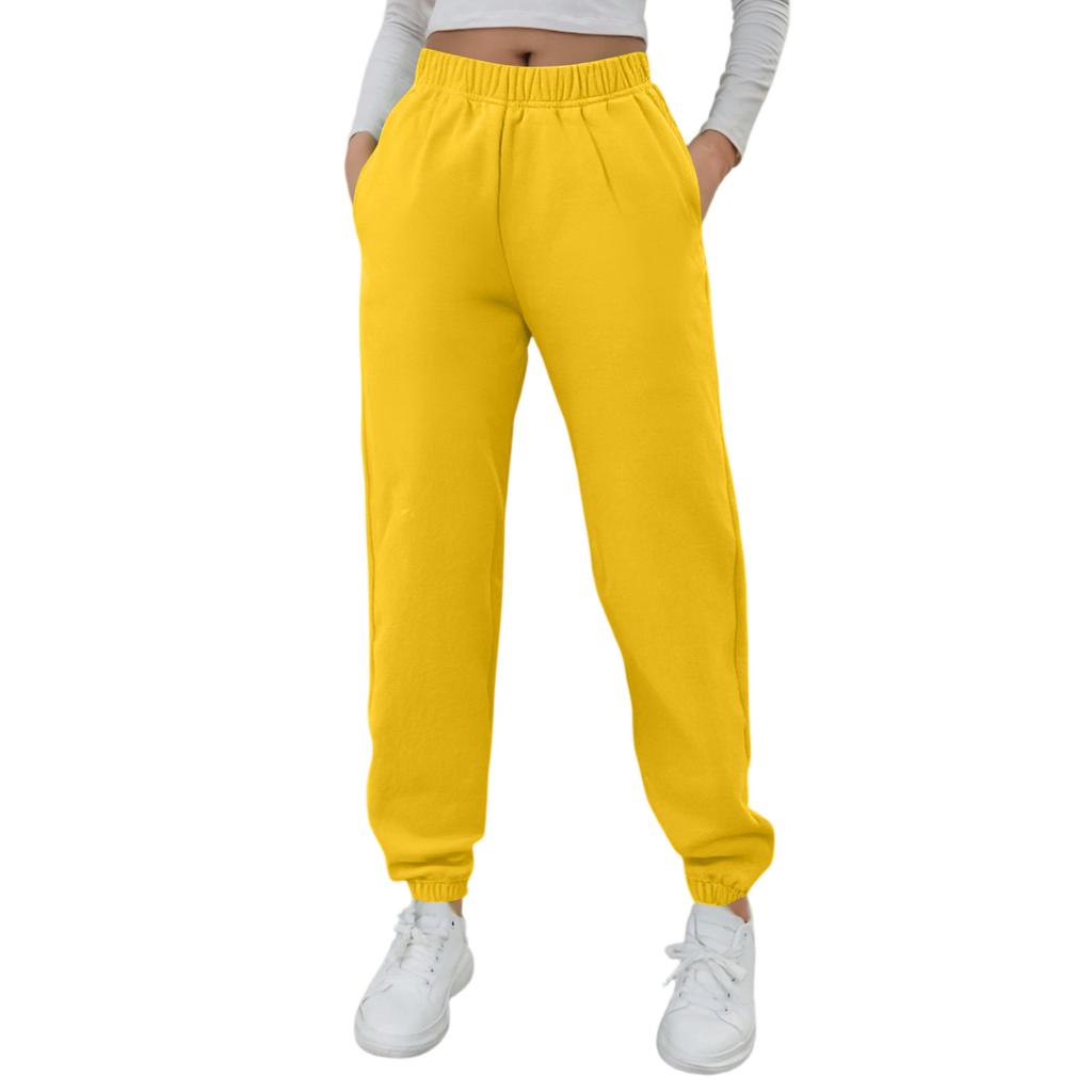 Women's Fashion Sport Solid Color Drawstring Pocket Casual Sweatpants Pants