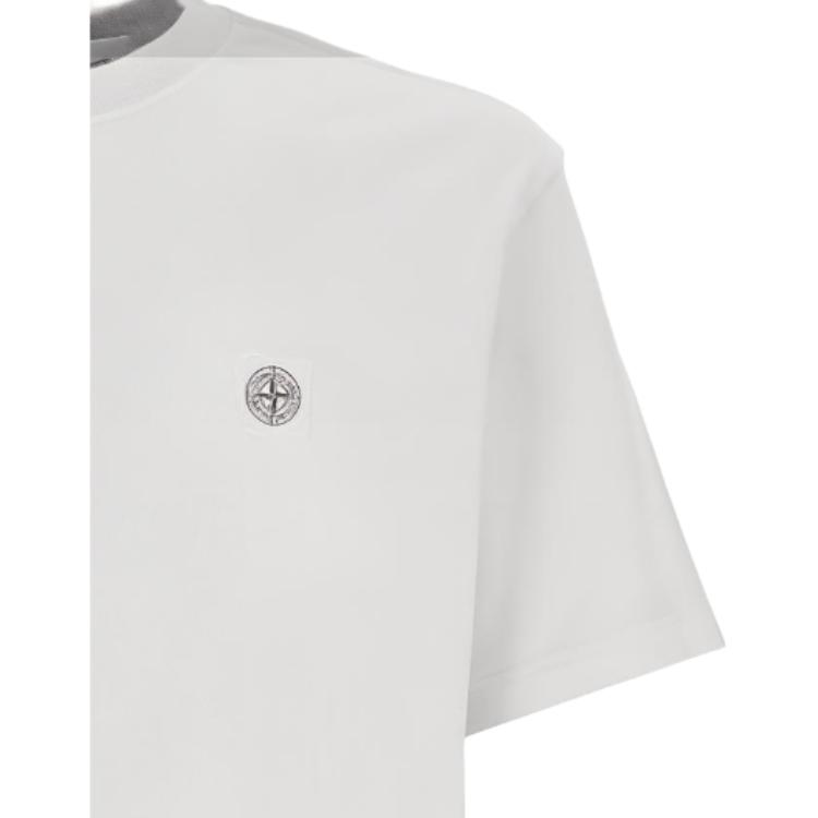 Stone Island Badge Crew Neck Short Sleeve T-Shirt Men Tops White K1S152100034S0115-V0041