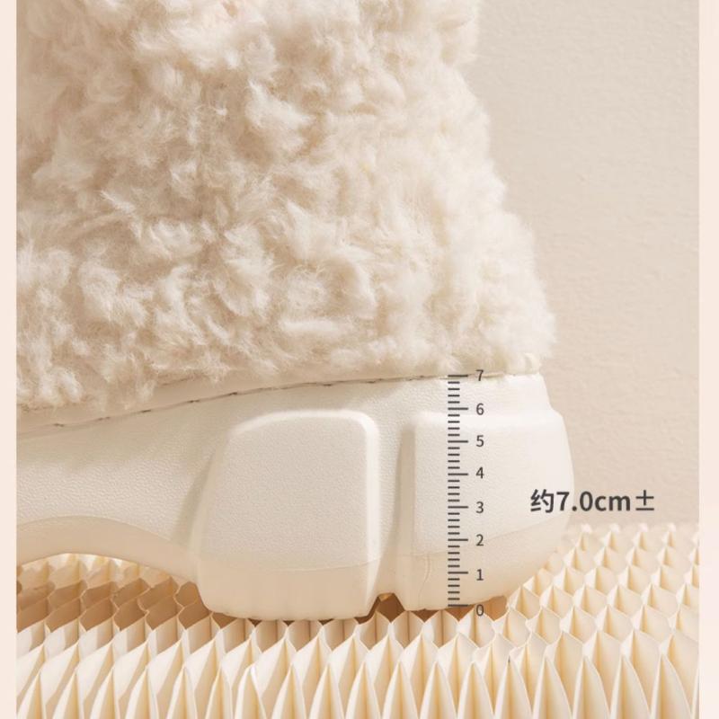 7cm Pogrubione Pluszowe Futro Śniegowce dla Kobiet Ciepło Domowe Buty Jednolity Kolor Zimowe Buty dla Pary Antypoślizgowe Modne Buty Damskie