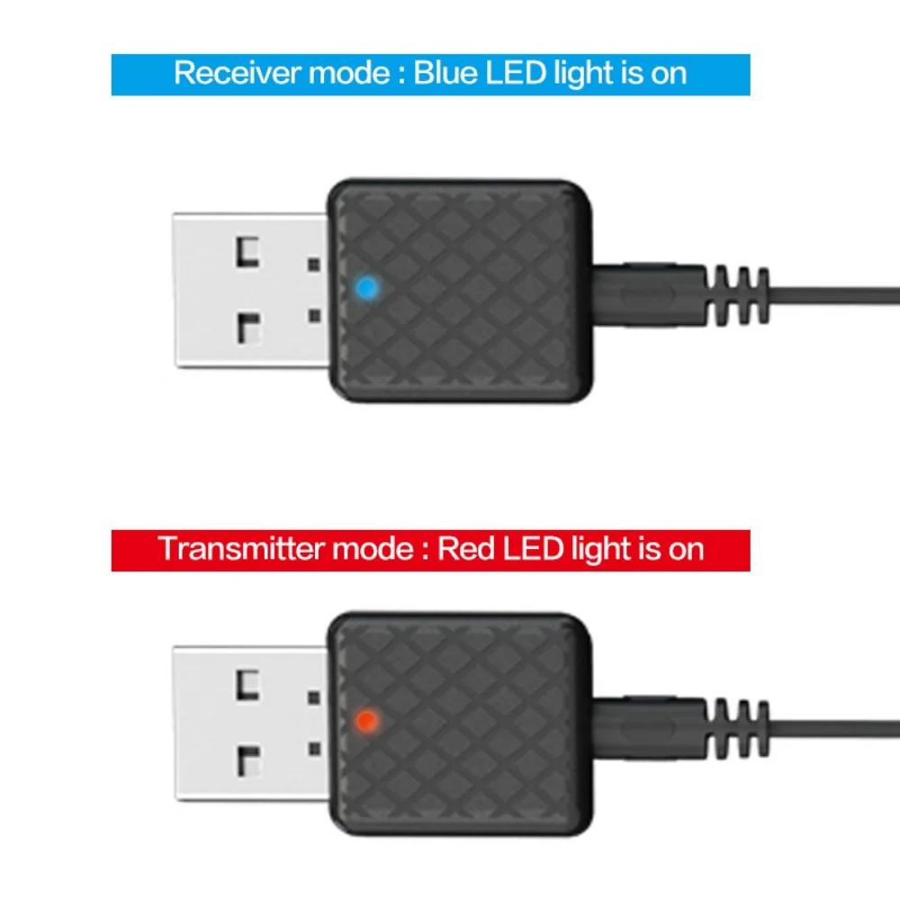 USB Bluetooth 5.0 Audio Adapter 2 In 1 Transmitter Receiver Wireless Handsfree Car Kit AUX Adapter Compact Design