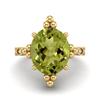 12X10mm Oval Peridot Solitaire 925 Sterling Silver Gold Vermeil Beaded Women Engagement Ring