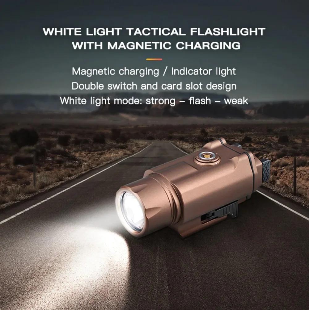 Richfire 1600 Lumens Pistol Gun Light Magnetic Rechargeable LED Strobe Lamp Compact Tactical LED Flashlight for 1913/GL Rail
