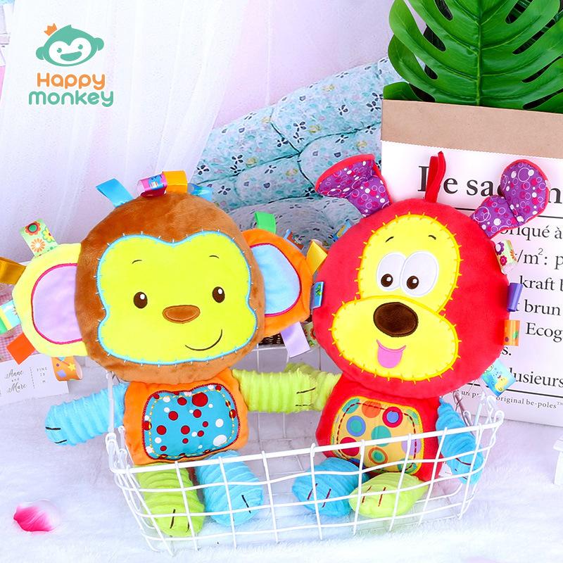 Baby Plush Toy Short Plush Stuffed Animal Rattle Toy Newborn Infant Soothing Sensory Soft Cuddly Early Developmental Toy