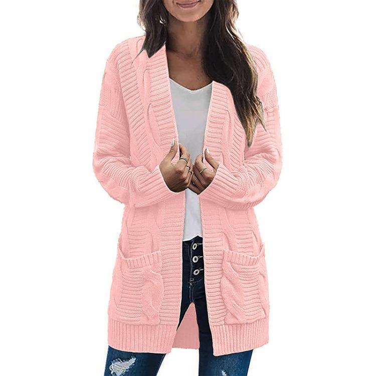 

Ladies Long Sleeve Sweaters Cardigans Knitted Outerwear Coats for Women Autumn Winter 3XL рожевий