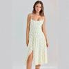 House European and American Style French Romantic Irregular Split Flower Elegant Suspender Dress Vacation Dress