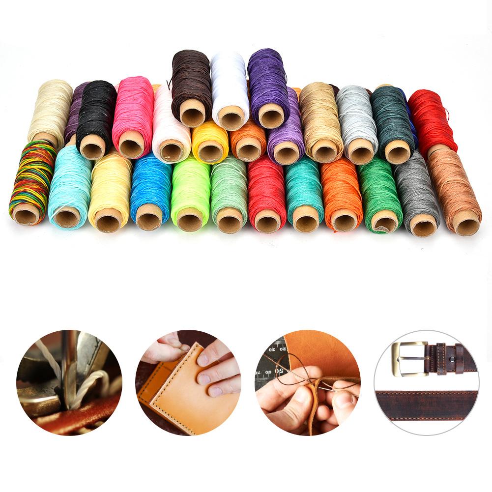 36 Colors 50 MetersRoll 150D Leather Crafts Sewing Thread Hand Stitching Waxed Thread