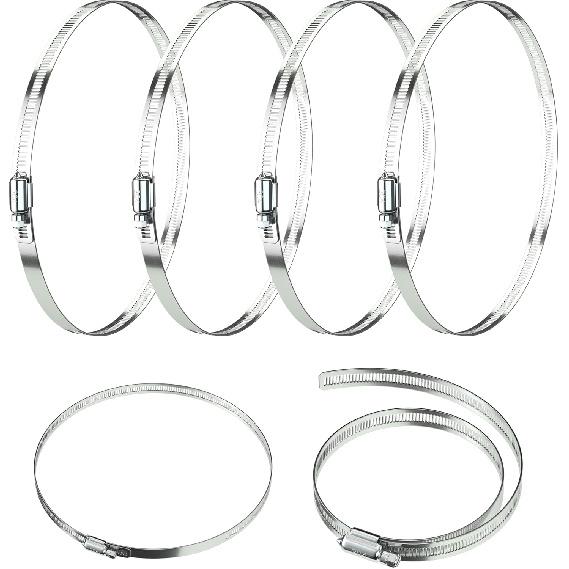6 Pcs 3 Inch Stainless Steel Hose Clamps - Adjustable Worm Gear Drive Hose Clamps for Fuel Line Hose Pipe Clamp for Dryer Vent Hose (3 Inch)