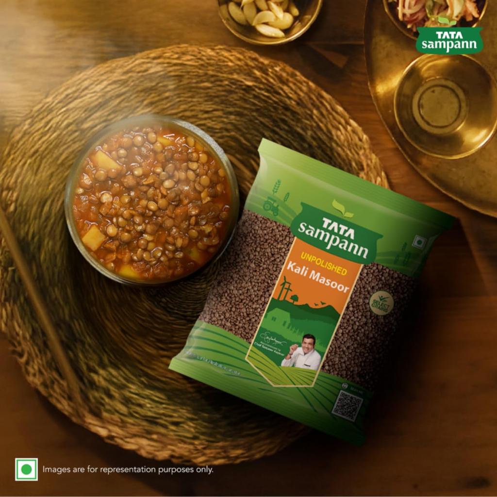 Tata Sampann Unpolished Kali Masoor Dal 1kg Premium Quality Wholesome Protein-Rich Pulses for Easy Meals