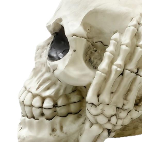 Halloween Totenkopf Figur, Höre Sie Sprich Kein Böses Skelettkopf Statue, Gotische Harz Heimdekoration für Schreibtisch, Bücherregal, Kaminsims, Tischplatte