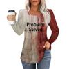 Women's Casual Top Halloween Printed Round Neck Long Sleeved Pleated T-shirt