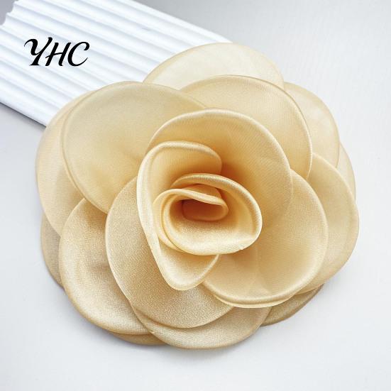 Broche Camélia Occasion Formelle Corsage Style Français Grand Tissu Maillé Mariée Marié Costume de Mariage Manteau Fête de Bal Robe Vêtements Applique Patch DIY