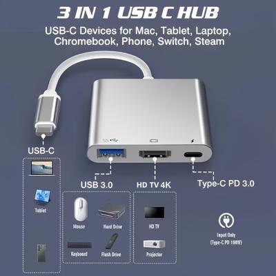 3 In 1 Usb Hub USB C To HDMI-compatible Splitter HUB Type-c To HDMI-compatible USB3.0 Docking Station for Macbook Air Converter
