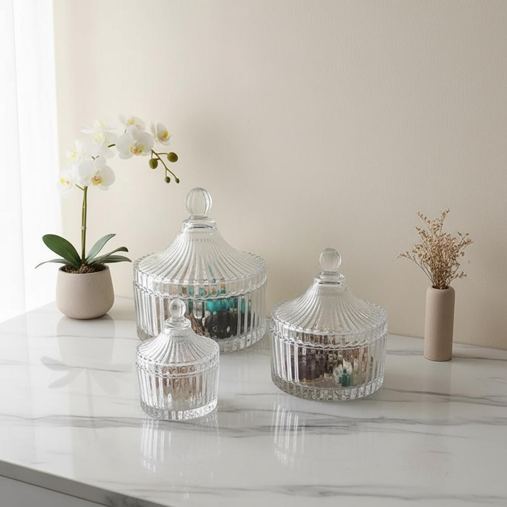 Transparent Yurt Glass Jar Storage Jar Wedding Candy Jar Wax Jar Glassware With Lid Spot Jewelry Boxes and Packaging