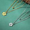 Lucktune Stainless Steel Simple Flower Pendant Necklace for Women Double Layer Beads Chain Necklace Bohemian Choker Jewelry Gift