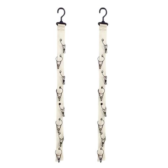 

Органайзер-подставка для кукол, подвесной дисплей для хранения, ремешок из ткани Оксфорд, надежный держатель для плюшевых игрушек с 8 зажимами 2pcs бежевый