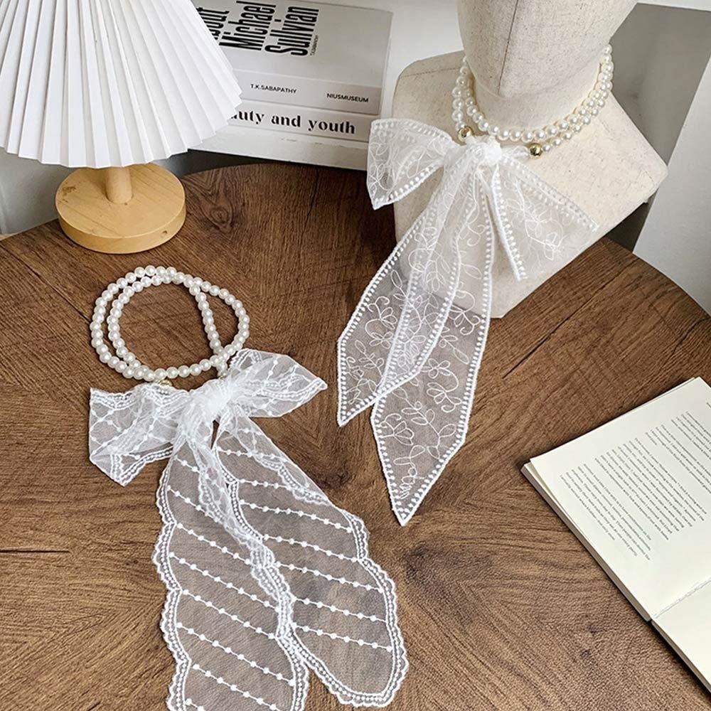 Fairy Lace Headband French Neckerchief Summer Hair Ribbon  for Women