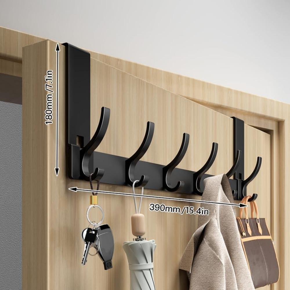 Over The Door Hooks 12-Hook Door Hanger Organizer for Bathroom & Bedroom Heavy Duty Over Door Towel Rack Coat Hat Bag Hanger with Rust-Resistant Hooks