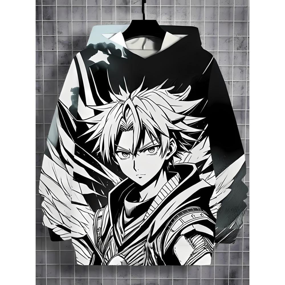 The Spring Autumn New Comfortable Children's Hoodie With 3D Anime Boy Print Casual And Fashionable Pullover