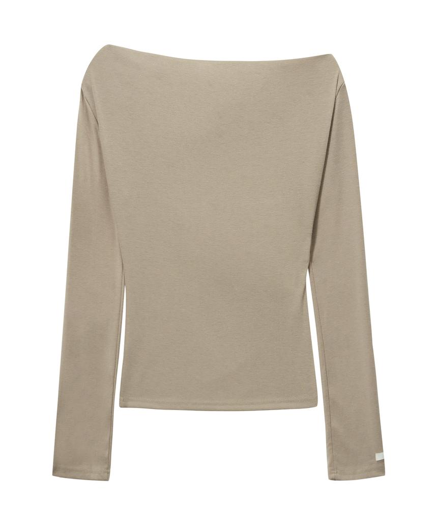 CNVS Boat Neck Draped Long Sleeve T-Shirt (3 Colors)