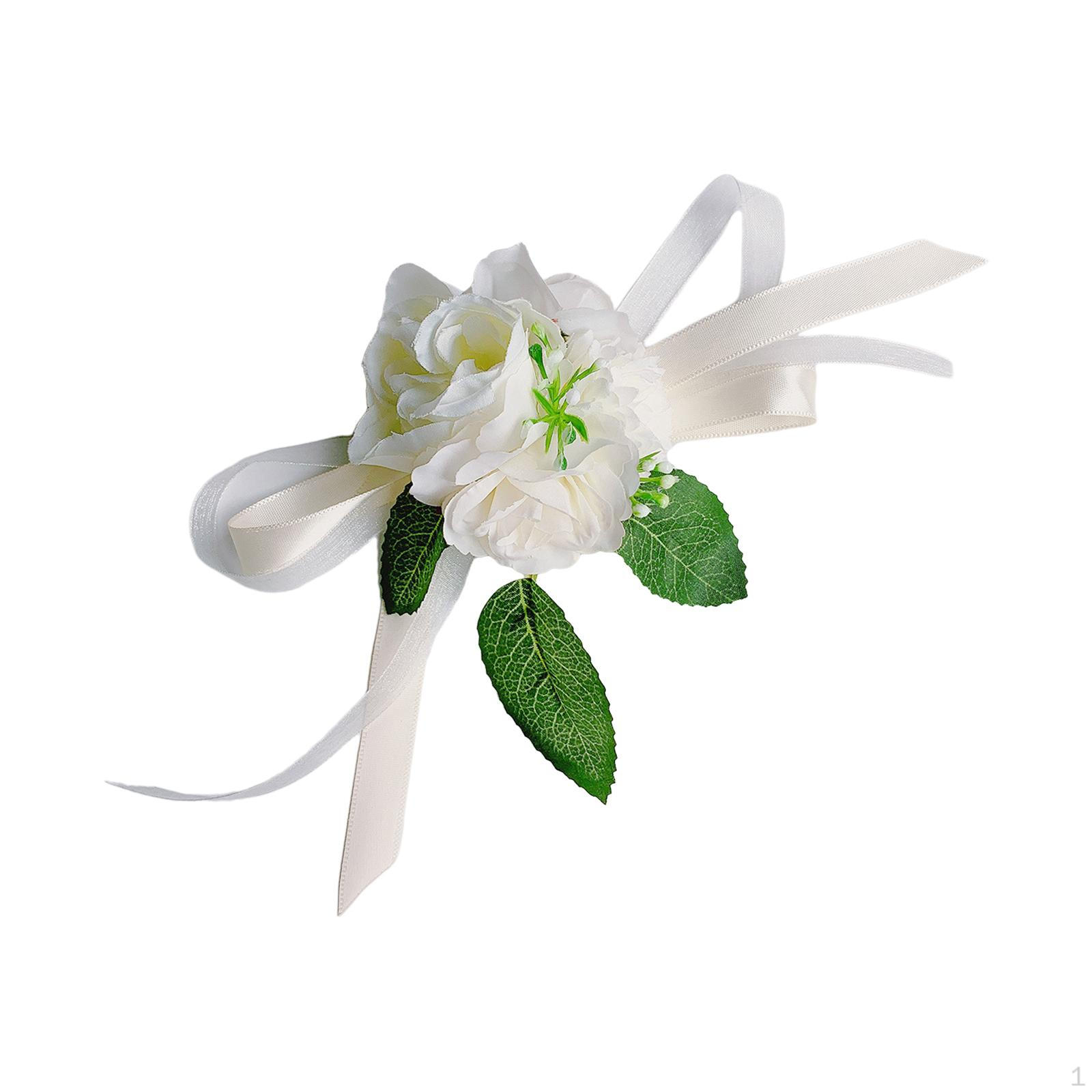 

Цветочный корсаж на запястье, бутоньерка, украшение из лент, цветы для невесты, свадьба, невеста белый