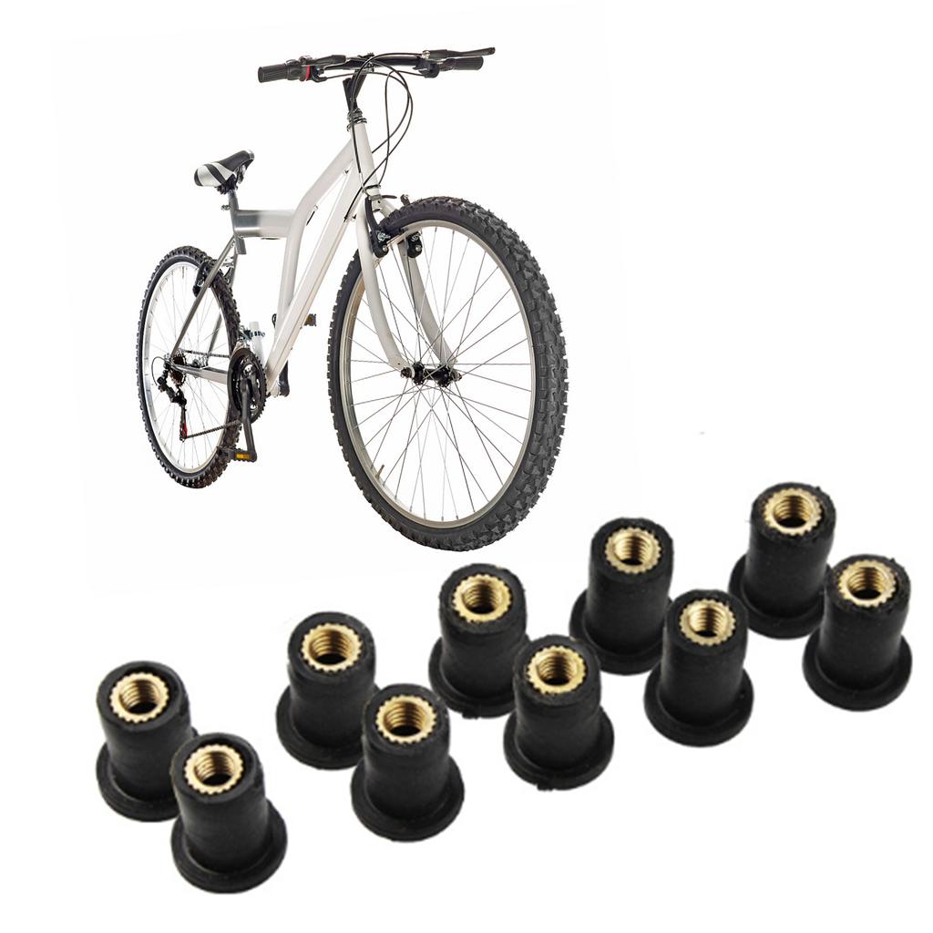 Rubber Well Nuts Motorcycle Fairings Fasteners Brass Nuts for Windshields Windscreen M4 10 Pieces