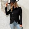Women S Long Sleeve Knit Pullover Top Mock Neck Solid Color Irregular Hem