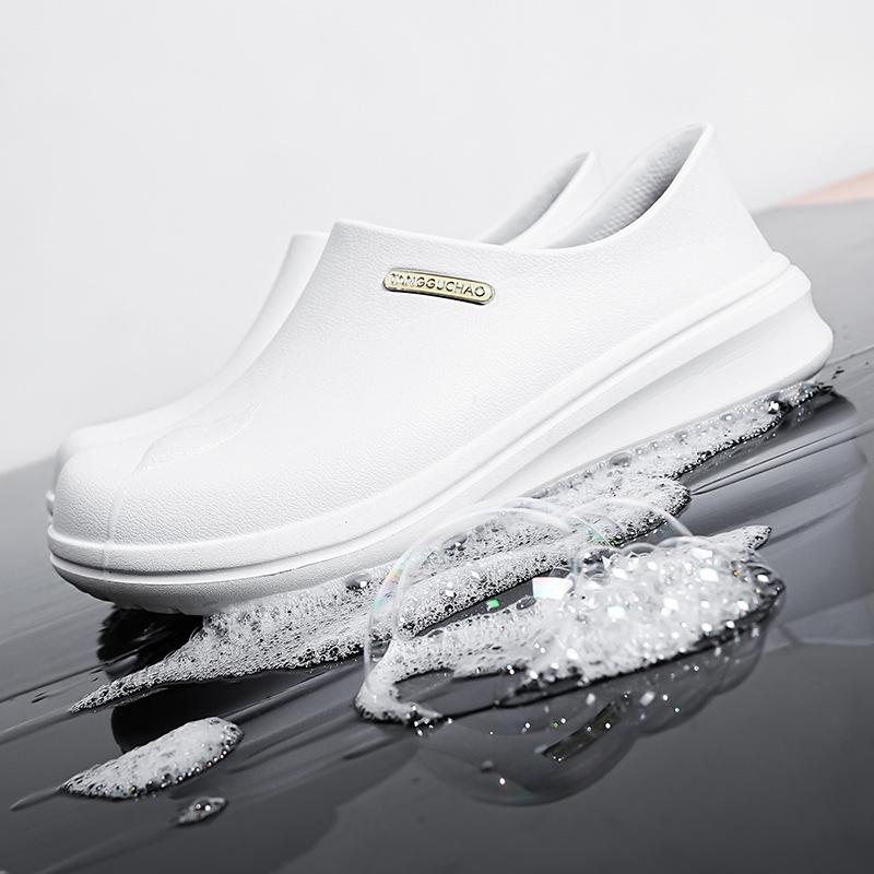 Waterproof Oil-Proof Non-Slip Chef Shoes Men's Work Shoes Slip-On Safety Shoes Anti-Odor Wear-Resistant EVA