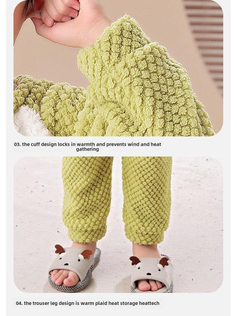 Flanell-Cartoon-Pyjama für Jungen - Langärmlig, Rundhalsausschnitt, Korallenfleece, Herbst/Winter