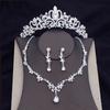 Water Drop Crystal Bridal Jewelry Sets Women Bride Tiara Crowns Earring Necklace Set Princess Wedding Dress Jewelry Accessories