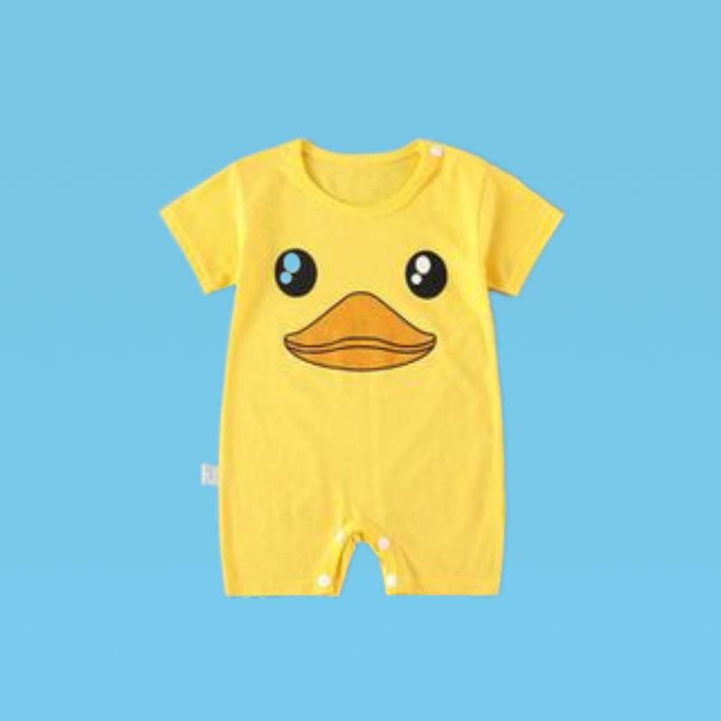 Baby Short-Sleeve Hooded Romper for Summer Outdoors