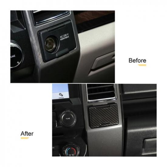 For Ford F150 2015+ Power Socket Electrical Power Outlet COVER Trim Frame Carbon