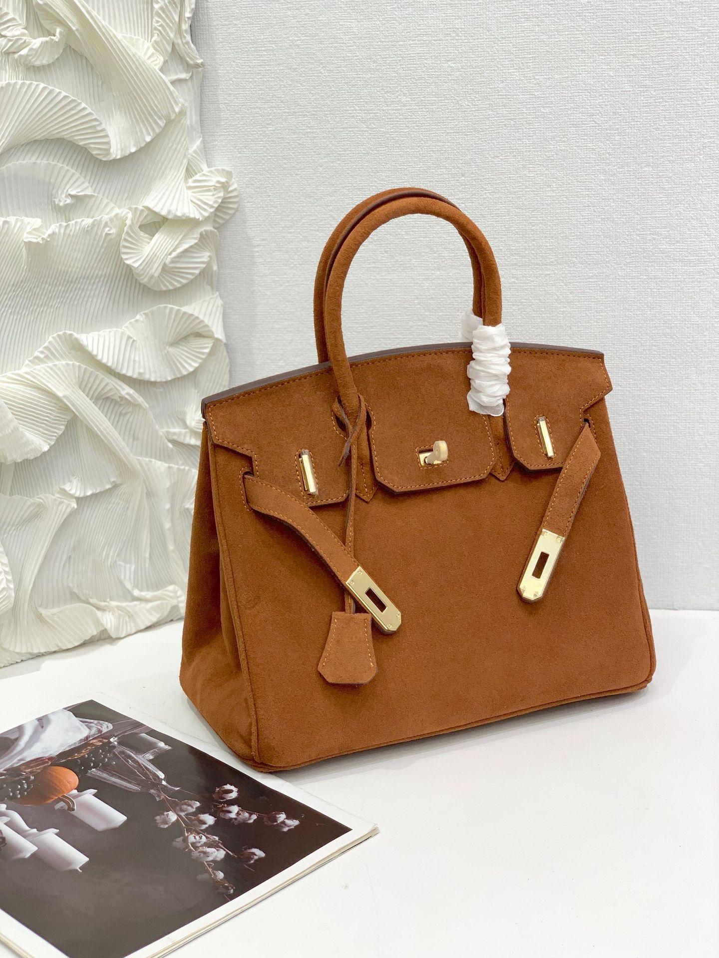 

И сумка Platinum Limited Edition из матовой кожи, повседневная кожаная ручная женская сумка, модная сумка H, модная женская сумка 30x16x23cm коричневый