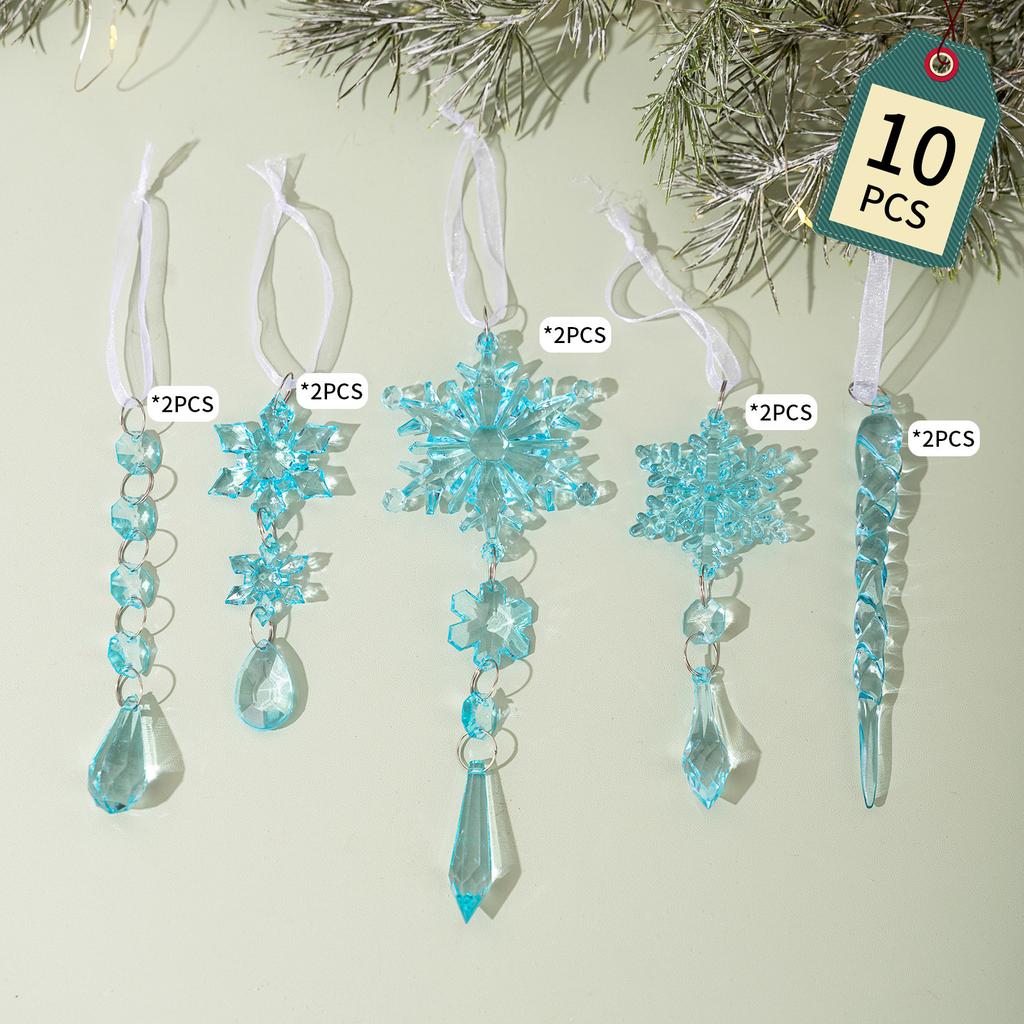 Christmas Decoration Set Crystal Pendant Transparent Simulation Snowflake Ice Strip Christmas Tree Pendant