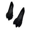 2025 Women's Pointed Toe Black Flats with Bow - Versatile Work Loafers
