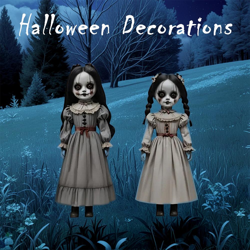 2pcs Halloween Ghost Doll Ground Decoration 2D Scary Doll Ground Plug-in Board outdoor horror ghost doll decorations Ornament