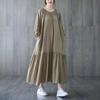 2024 Übergröße Patchwork Plissee Freizeitkleid für Damen - Locker, Schlankmachend, Lange Passform