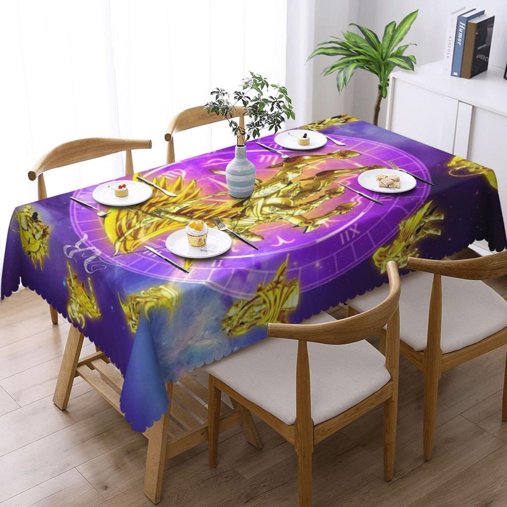 Knights Of The Zodiac Custom Rectangular Tablecloth Oilproof Table Cover for Dining Events Table Cloth