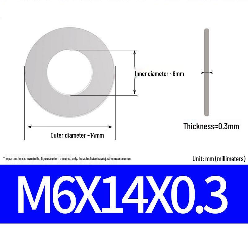 304 Stainless Steel Ultra-Thin Flat Washer, Thickness: 0.1/0.2/0.3/0.4/0.5 Mm, Sizes M1-M8