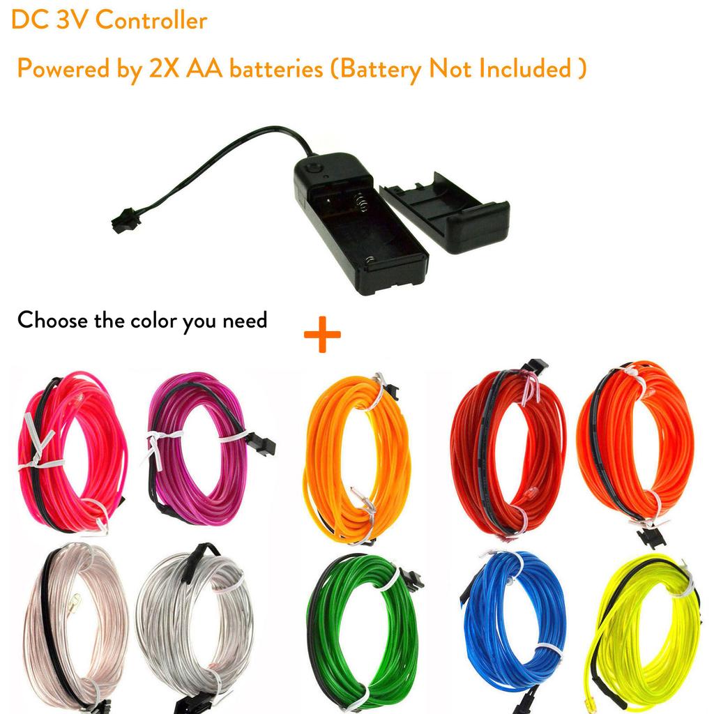 Flexible Neon Glow Car Light EL Wire LED Waterproof Rope DIY Car, Party, Room, Clothing Decoration, 1m, 2m, 3M, 4M, 5m