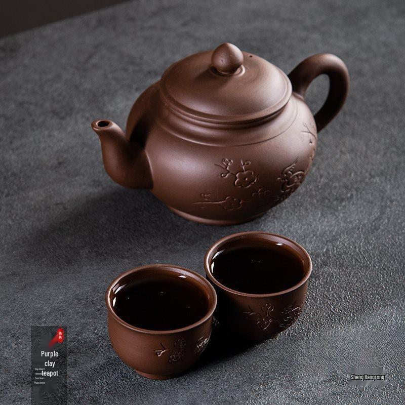 Large Capacity Handmade Yixing Zisha Teapot with Ceramic Teacup Set