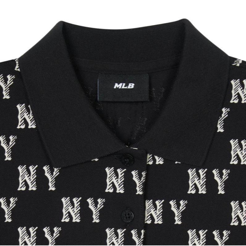 New MLB MONOGRAM SS24 Short Sleeved Dress Women's Black 3FOPM0143-50BKS