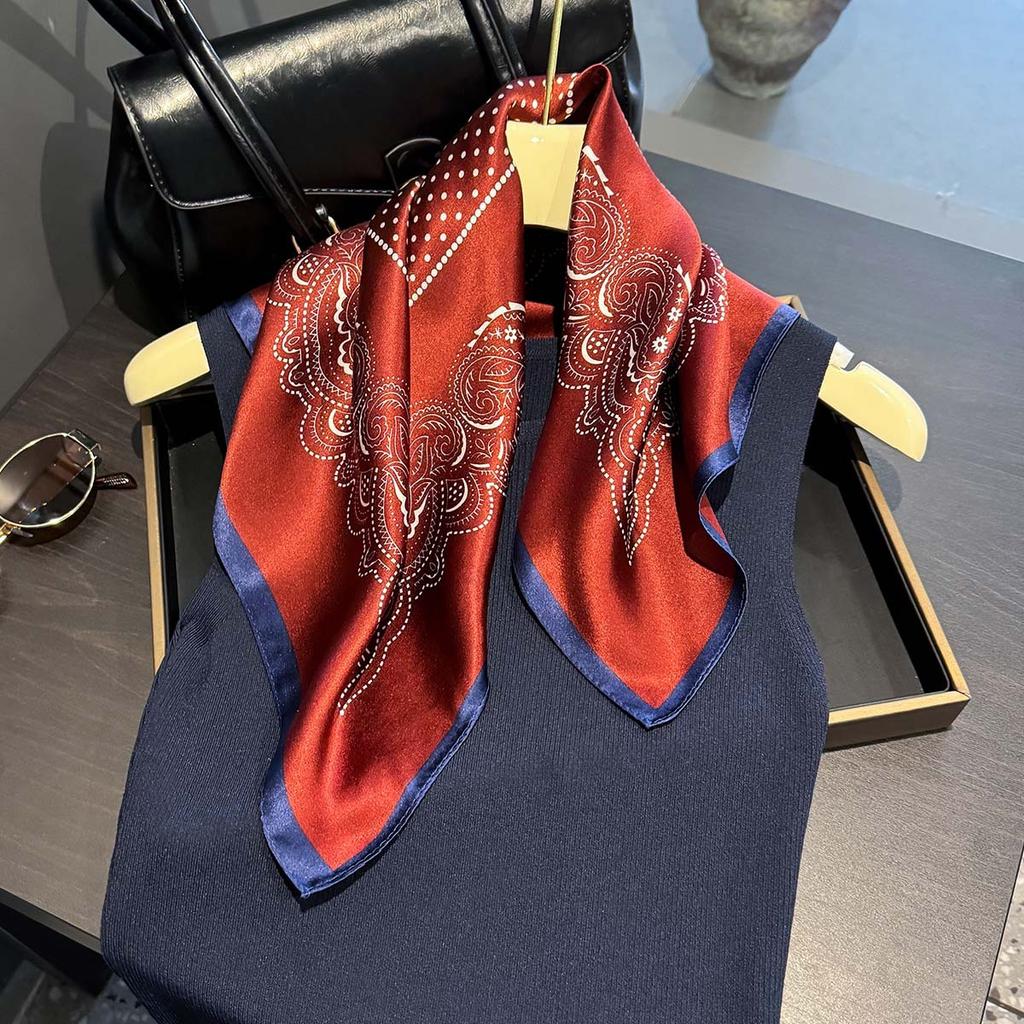 Print 53*53cm 100% Silk Square Scarf for Women Soft Kerchief Hairband Female Headband Hijab Fashion Decoration Shawl Bandana