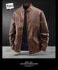 Men's Slim Fit Stand Collar Motorcycle Leather Jacket for Spring and Autumn