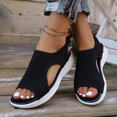 2025 Außenhandel große Größe Sommer neue Sandalen Mesh dicksohlige Fußbedeckung Fly-Weaving lässige Sport Fischmaul-Sandalen Damen