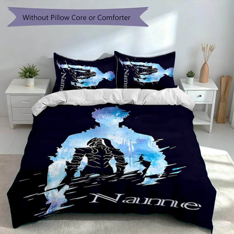 3pcs Custom Name Solo Leveling Bedding Set,Includes 1 Duvet Cover and 2 Pillowcases,All-season Bedroom Decor
