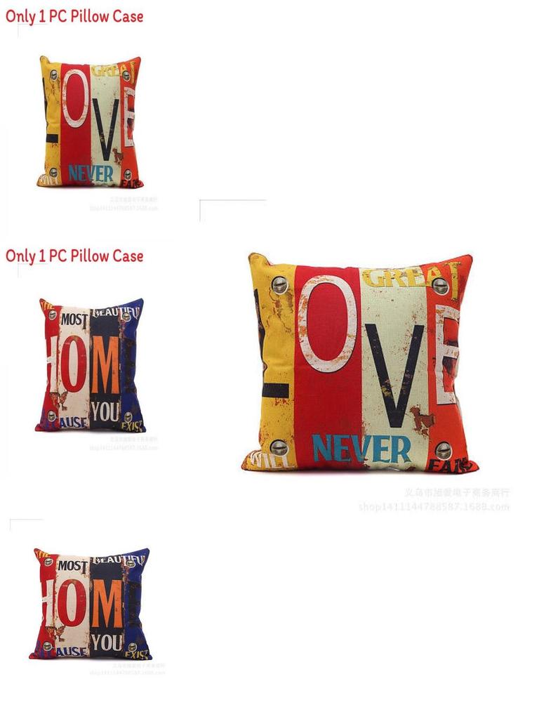 Capa de Almofada Quadrada Premium Algodão Estampada Letras Retro Misturado Para Elegância Atemporal