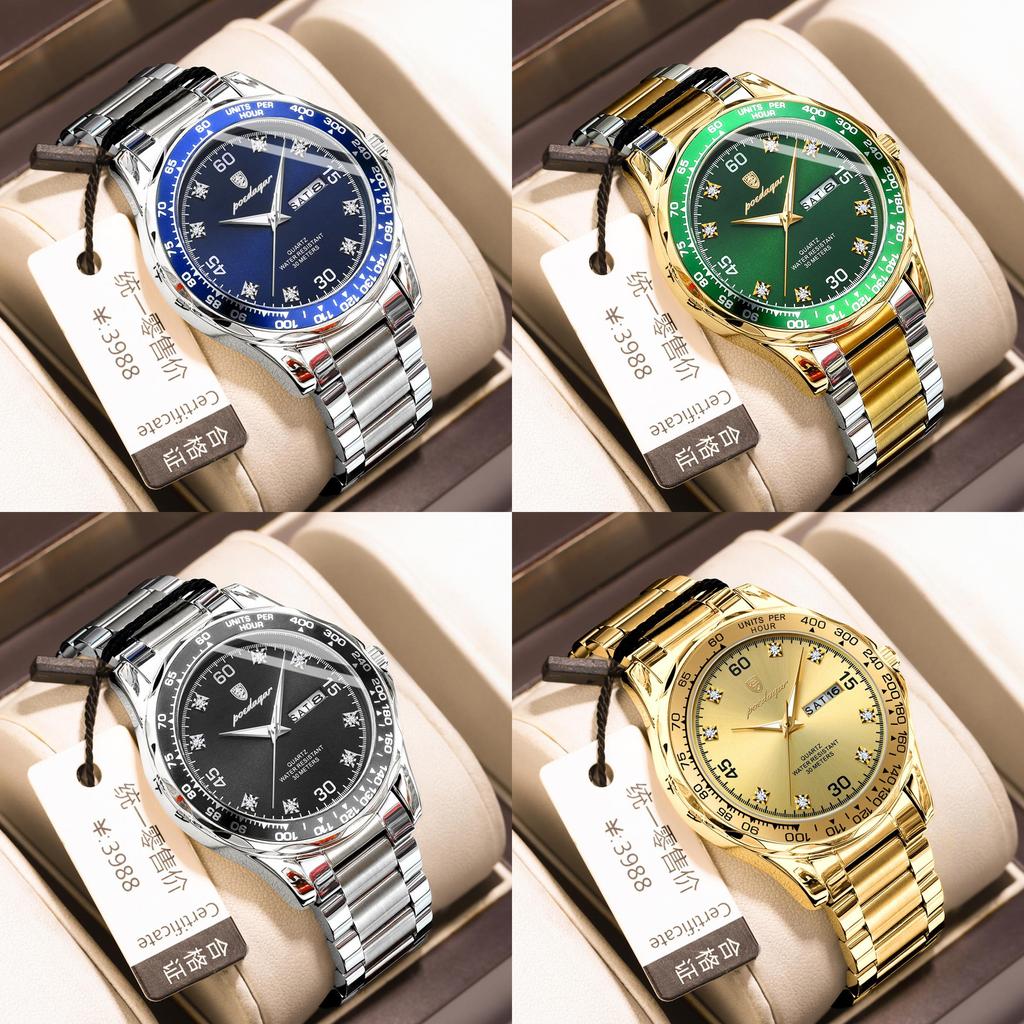 Swiss Mens Quartz Watch With Luminous Dial Water Resistant For Casual Wear