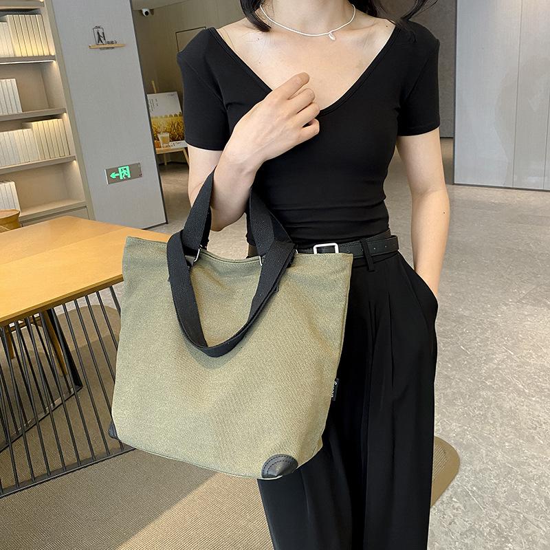Japanese Style Canvas Tote: Versatile, Fashionable Shoulder Bag for College, Campus & Commuting